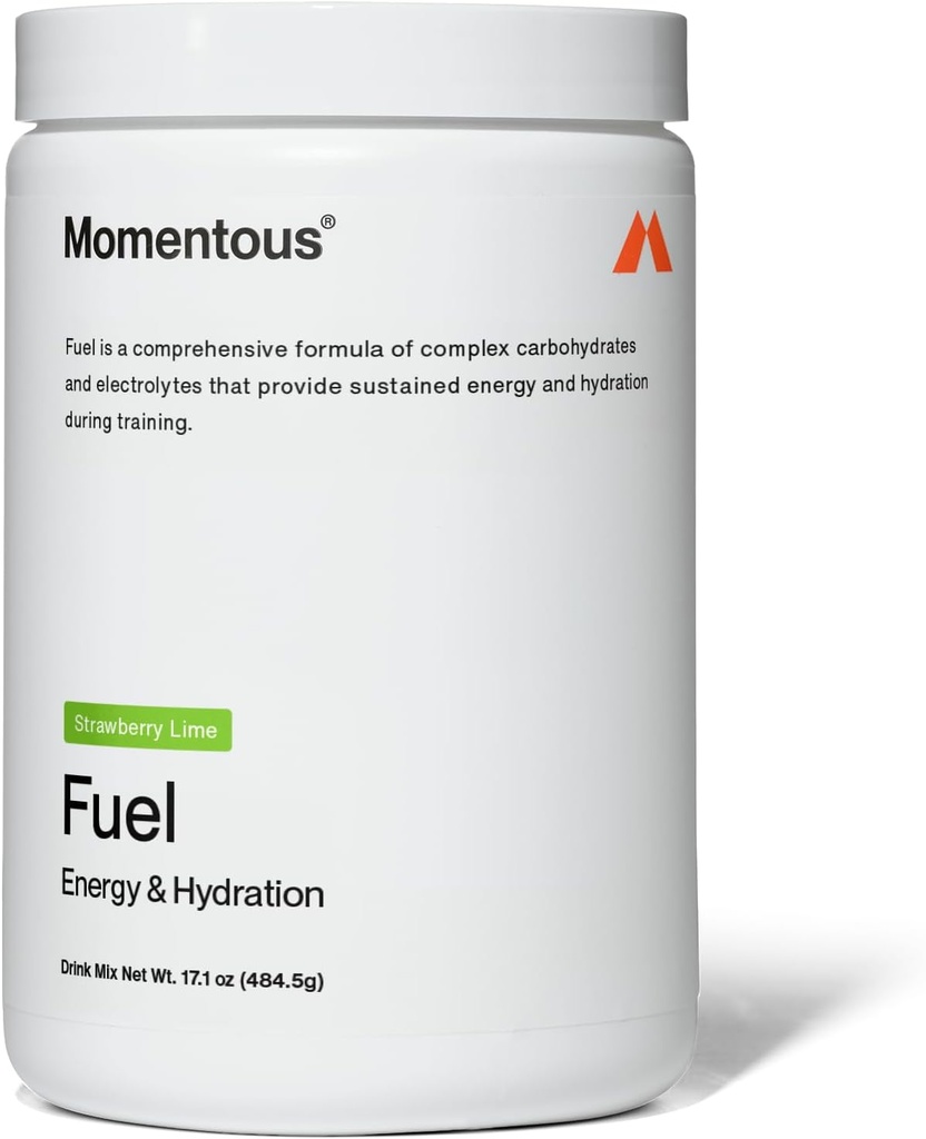 Momentous Fuel Intra-Workout Energy & Hydration Drink Mix - Powder for Sustained Energy During Workouts - NSF Certified for Sport - GMO- & Gluten-Free - Strawberry Lime