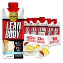 Lean Body Ready-to-Drink Pina Colada Protein Shake, 40g Protein, Whey Blend, 0 Sugar, Gluten Free, 22 Vitamins & Minerals, 17 Fl Oz (Pack of 12)