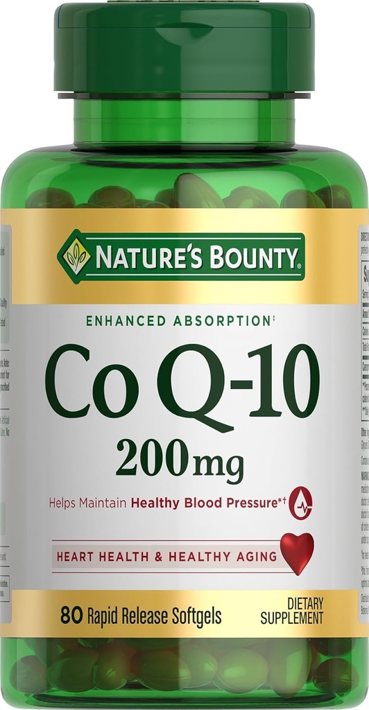 Nature's Bounty CoQ10, Υποστηρίζει την υγεία της καρδιάς, συμπλήρωμα διατροφής, 200mg, 80 Softgels ταχείας απελευθέρωσης