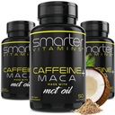 (3 Pack) Έξυπνα χάπια ενέργειας, 200mg καφεΐνη & καρύδα MCT Λάδι με ρίζα Maca, 150 υγρά Softgels