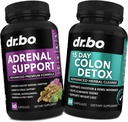 DR. BO Adrenal Support & Colon Cleanse Συμπληρώματα - Adrenal Fatigue συμπλήρωμα με Ashwagandha & L Tyrosine - 15 ημέρες Internal Cleanse χάπια για Bowel Movement Support & Gut Stomach Cleansing