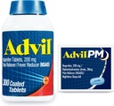 Advil Pain Reliever and Fever Reducer, Ibuprofen 200mg για την ανακούφιση του πόνου - 300 Count, Advil PM Pain Reliever and Nighttime Sleep Aid, Ibuprofen for Pain Relief and Diphenhydramine Citrate - 2 Count