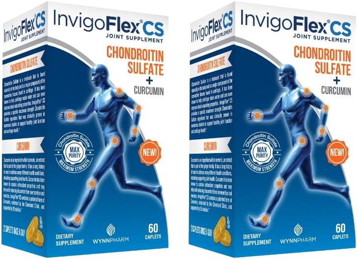 INVIGOFLEX Chondroitin Sulfate με Turmeric Curcumin Non GMO για το γόνατο, το χέρι, την πλάτη και το Hip Premium Joint Συμπλήρωμα CS - 2 Pack