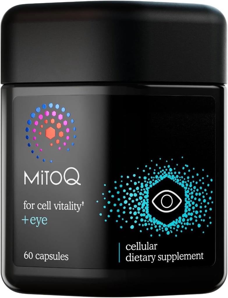 MitoQ +Eye Advanced CoQ10 Antioxidant - Contains Mitoquinol Mesylate, Lutein, Zeaxanthin, Bilberry, Maritime Pine Bark - Supports Eye Health, Blue Light Filtration & Cell Vitality (60 Capsules)