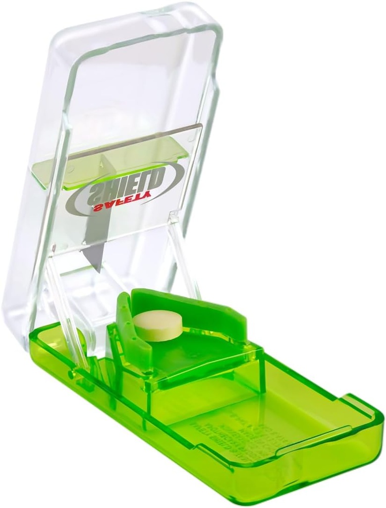 Κόφτης χαπιών και Splitter με ασφάλεια Ασπίδα, καθημερινή χρήση, Χάπια ασφαλή κοπής, Βιταμίνες, Δισκία στα μισά, Ακριβής και εύκολη κοπή, Ανοξείδωτη λεπίδα, Ταξιδίου μεγέθους, Χρώμα Μπορεί να Βάρυ, BPA Δωρεάν