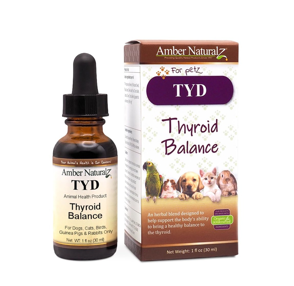 Amber NaturalZ TYD Thyroid Balance Βοτανικό συμπλήρωμα για σκύλους, γάτες, πουλιά, χοίροι Γουινέας, και κουνέλια 