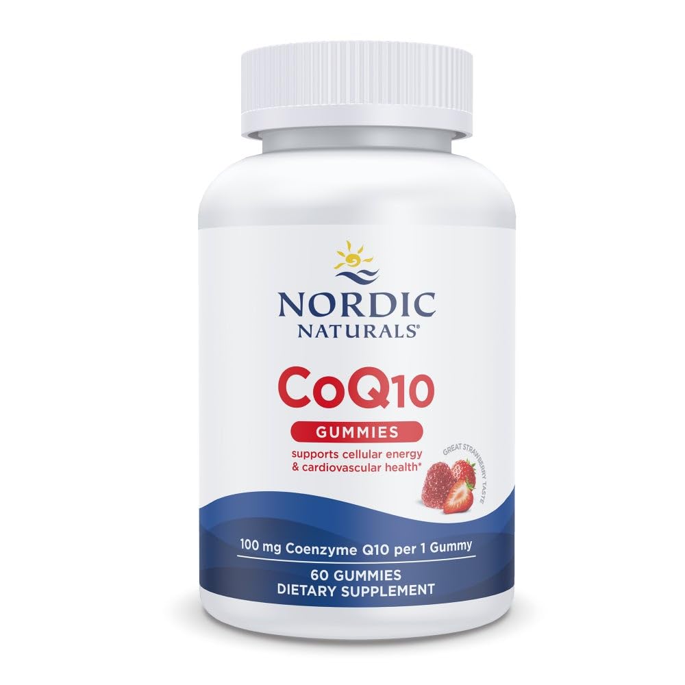 Nordic Naturals CoQ10 Gummies, Φράουλα - 60 Gummies - 100 mg Συνένζυμο Q10 (CoQ10) - Μεγάλη Γεύση - Υγεία της καρδιάς, Κυτταρική Παραγωγή Ενέργειας, Αντιοξειδωτική Υποστήριξη - Μη ΓΤΟ, Vegan - 60 Υπηρεσίες