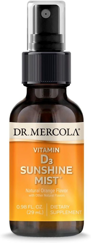 Δρ. Mercola Βιταμίνη D3 Sunshine Mist - Υποστηρίζει την Ανοσοποιητική & Κοινή Υγεία - 5000 IU ανά υπηρεσία - Μη ΓΤΟ, Χωρίς Γλουτένη & Χωρίς Σόγια - 0.98 fl oz (38 Servings)