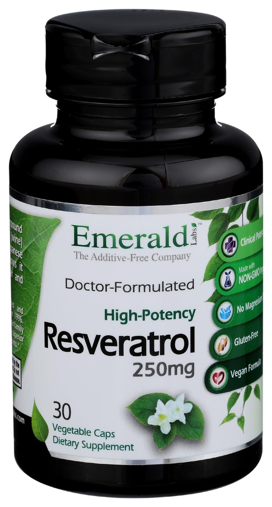Emerald Labs Resveratrol - Συμπλήρωμα διατροφής με ρεσβερατρόλη για κυτταρική και καρδιοαγγειακή υποστήριξη - 30 κάψουλες λαχανικών
