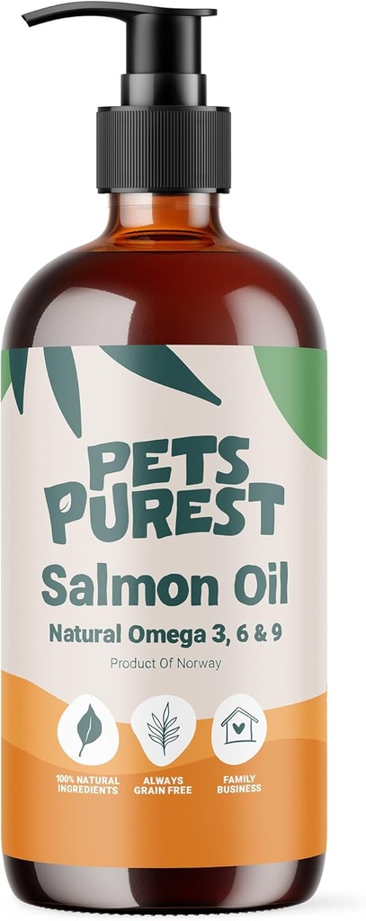Κατοικίδια ζώα Purest Salmon Oil for Dogs, Cats, Horses, Ferrets & Pets - 32 FL OZ 100% Pure Premium Food Grade - Φυσικό Ωμέγα 3, 6 & 9 Συμπλήρωμα - Προάγει το παλτό, το δέρμα, την κοινή και την υγεία του εγκεφάλου