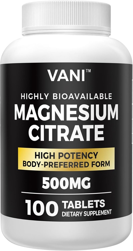 Μαγνήσιο Κιτρικό 500MG 100 Δισκία - Vegan Ασφαλής, Υψηλή Απορρόφηση