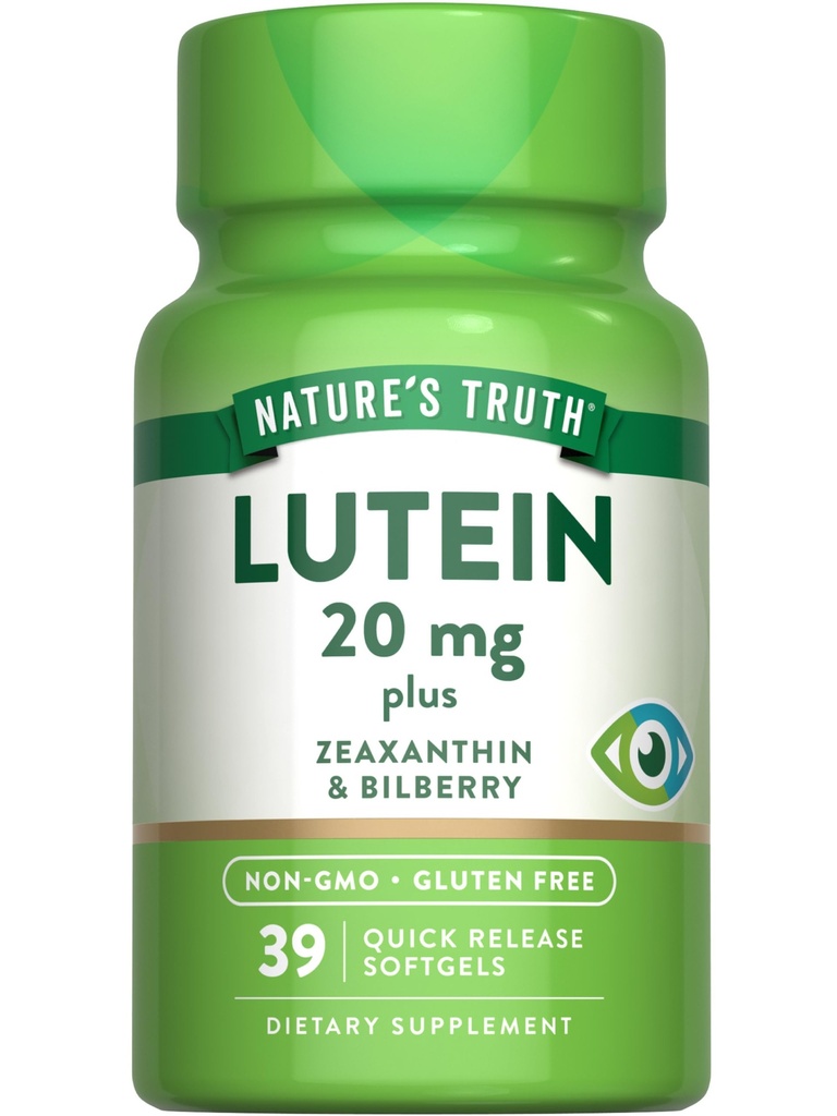 Nature's Truth Lutein and Zeaxanthin | 20 mg | 39 Softgels | with Bilberry | Non-GMO & Gluten Free Supplement