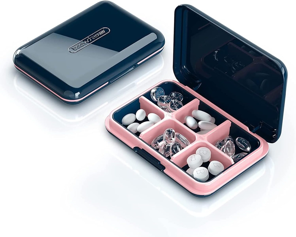 Daily Pill Organizer, Pill Box for Purse - Dtouayz Travel Pill Case, Vitamin Supplement and Medication Dispenser Waterproof 6 Compartment Medicine Holder, Weekly Large Pill Container