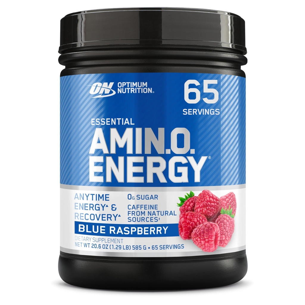 Optimum Διατροφή Amino Ενέργεια - Προ προπόνηση με πράσινο τσάι, BCAA, Αμινοξέα, Κετό Φιλικό, Πράσινο εκχύλισμα καφέ, σκόνη ενέργειας - Μπλε Βατόμουρο, 65 σέρβις (Packaging May Vary)