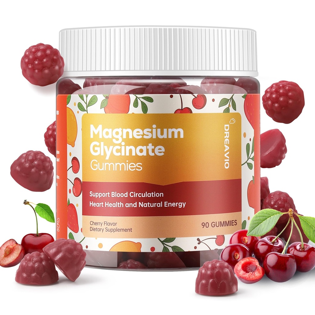 DREAVIO 90 Count Magnesium Glycinate Gummies w/Ashwagandha Supplement - Sugar Free Zinc Magnesium Glycinate Supplement Ashwagandha Gummies for Adults