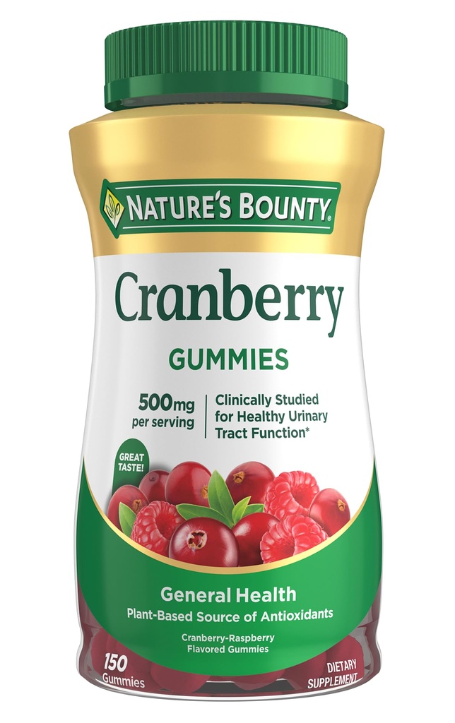 Bunty Cranberry Gummies της φύσης, Ουρολοίμωξη, 500 mg, Cran- Raspberry Flavor, 150 Ct