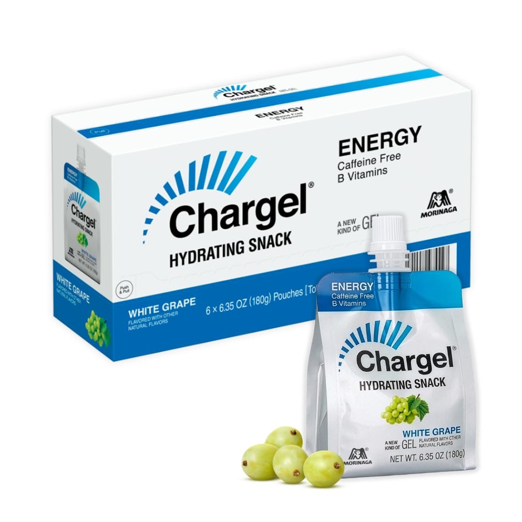 Chargetl White Grape, Caffeine-free Instant Energy Gel Running, Biking, Workout, Πεζοπορία Essentials for Women & Men, Δώρα για Runners - Καρβίδια Βιταμίνες, Χωρίς Γλουτένη - Συσκευασία των 6 Gels - 6.35oz Κάθε