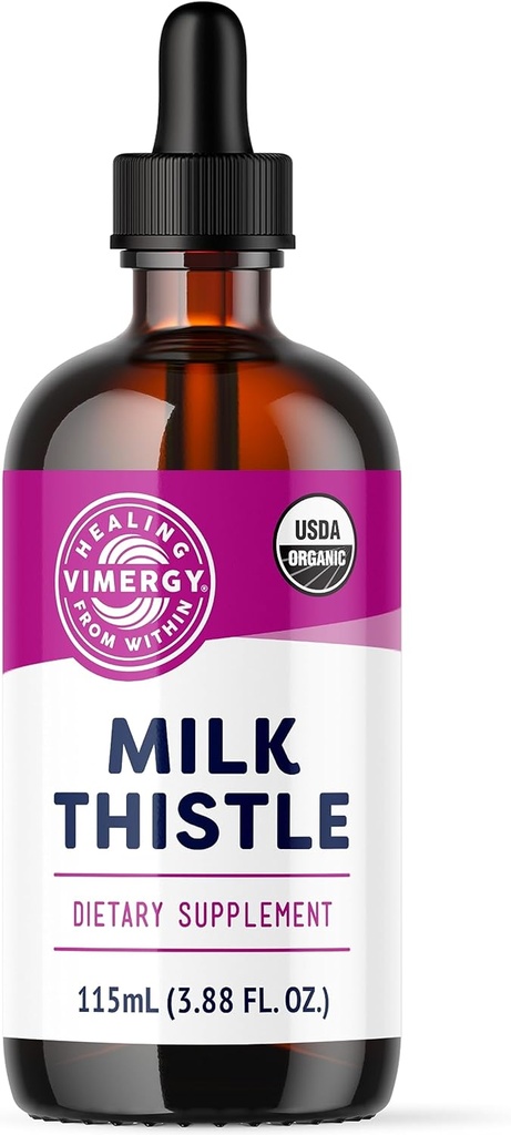 Vimergy Milk Thittle – Υποστηρίζει τη λειτουργία του ήπατος * – Προάγει την υγιεινή πέψη * – USDA Πιστοποιημένο οργανικό, Vegan, χωρίς γλουτένη – 115 mL (57 εξυπηρετούν)