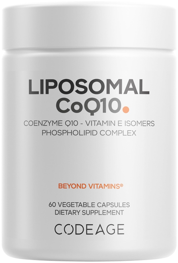 Codeage Liposomal CoQ10 Supplement - 125 mg Συνένζυμο Q10 με Ισομερή Βιταμίνης Ε Τοκοφερόλες - 2- Μήνας Προμήθεια - 1 Κάψουλα Ανά Σερβίρισμα - Λιποσωμική Παράδοση - Vegan, Μη ΓΤΟ, Χωρίς Γλουτένη - 60 Κάψουλες