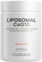 Codeage Liposomal CoQ10 Supplement - 125 mg Συνένζυμο Q10 με Ισομερή Βιταμίνης Ε Τοκοφερόλες - 2- Μήνας Προμήθεια - 1 Κάψουλα Ανά Σερβίρισμα - Λιποσωμική Παράδοση - Vegan, Μη ΓΤΟ, Χωρίς Γλουτένη - 60 Κάψουλες