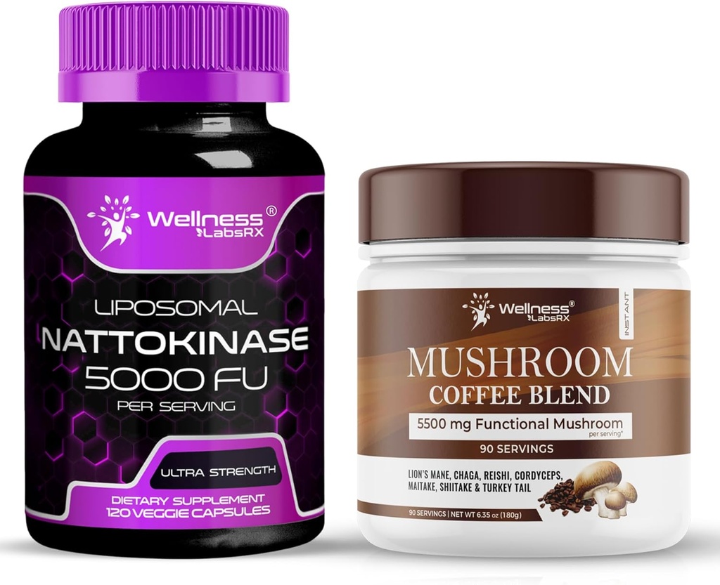 WELNESS LABSRX συμπλήρωμα Nattokinase κάψουλες 5000 FU - Mushroom Coffee Blend