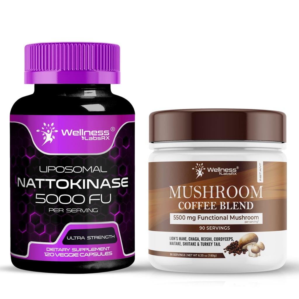 WELNESS LABSRX συμπλήρωμα Nattokinase κάψουλες 5000 FU - Mushroom Coffee Blend