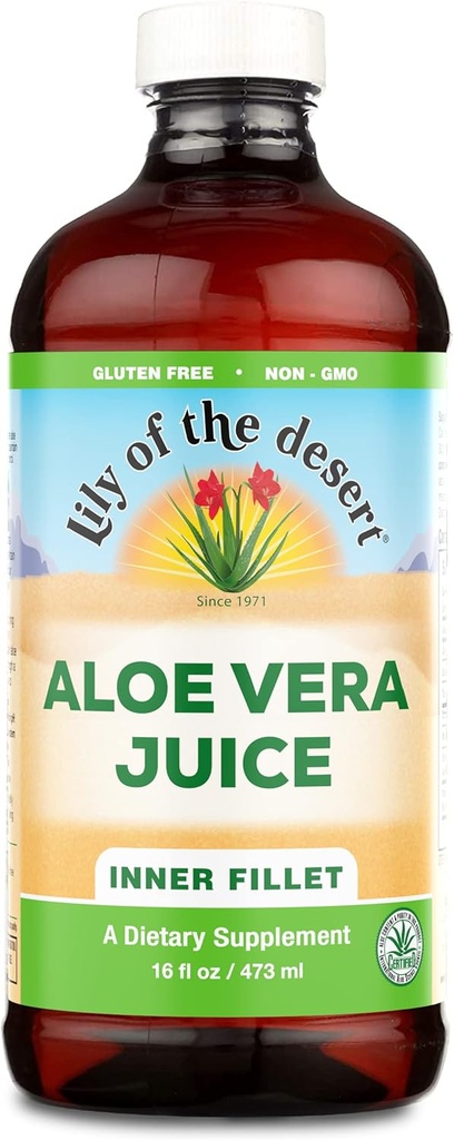 Lily Of The Desert Aloe Vera Juice Drink, Inner Fillet, Vegan Dietary & Immune Support, Gluten Free Liquid Digestive Aid, No Water Added, 16 Fl Oz