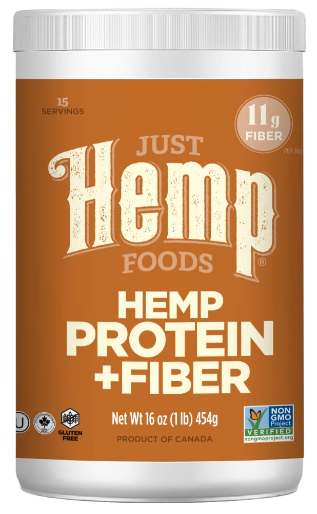 Just Hemp Foods Hemp Protein Powder Plus Fiber, Μη ΓΤΟ Επαληθευμένο με 11g Πρωτεΐνη & 11g Fiber per Serving, 16 oz - Συσκευασία May Vary