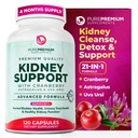 PurePremium Kidney Support Supplement – Kidney Cleanse Detox & Repair with Cranberry Extract & Astragalus - 21-in-1 Complex Supports Normal Bladder, Urinary Tract & Kidneys Health - 120 Day Supply