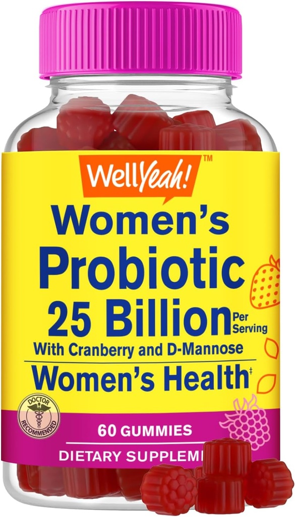 25 δισεκατομμύρια προβιοτικά για γυναίκες Gummies με Cranberry και D-Mannose - 12 Strains - Κολπική Υγεία, Digestive Υποστήριξη, Υγεία των ορνίθων, και Γυναικεία Υγεία - 60 Gummies