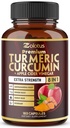7 σε 1 Turmeric Κουρκουμίνη + κάψουλες κονιάματος μήλου, 6 μήνες προμήθεια με Ashwagandha, Τζίντζερ, σκόρδο Βολβοί, 180 κάψουλες