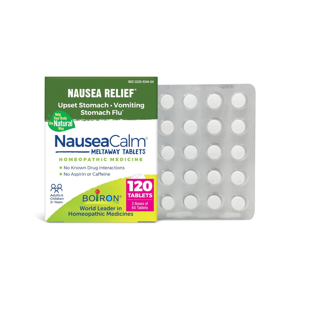 Boiron NauseaCalm Relief for Upset Στομάχι, Ναυτία, και Έμετος Λόγω της γρίπης του στομάχου, Υπερβολική αδιαθεσία, ή Κίνηση Ασθένεια - Μη-Νύχτα - 120 Μέτρα (2 Pack of 60)