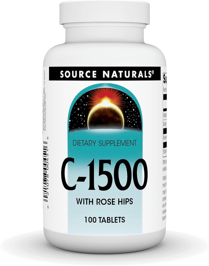 Source Naturals C-1500, με Rose HIPS 1500 mg για την υποστήριξη ανοσοποιητικού συστήματος - 100 δισκία