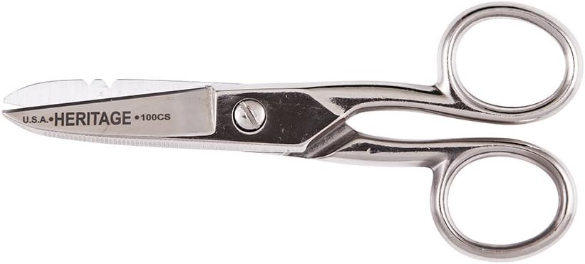 Εργαλεία Klein G100CS Ψαλίδι, Κατασκευασμένο στις ΗΠΑ, Ηλεκτρικό Ψαλίδι με αυλακώσεις και οδοντωτή λεπίδα, 5-1/4- Inch