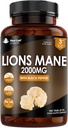 New Leaf Products Lions Mane Mushroom Extract Supplement 2000mg - 180 δισκία Vegan υψηλής αντοχής με Μαύρο Πιπέρι - (όχι σκόνη ή κάψουλες) Made in The UK