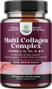 Advanced Multi Collagen Peptides Pills 120ct - Biotin και Collagen Συμπλήρωμα με BioPerine και Hair Skin Nails Βιταμίνες για γυναίκες άνδρες - Multi Pills για γυναίκες με τύπους 1 2 3 5 & X