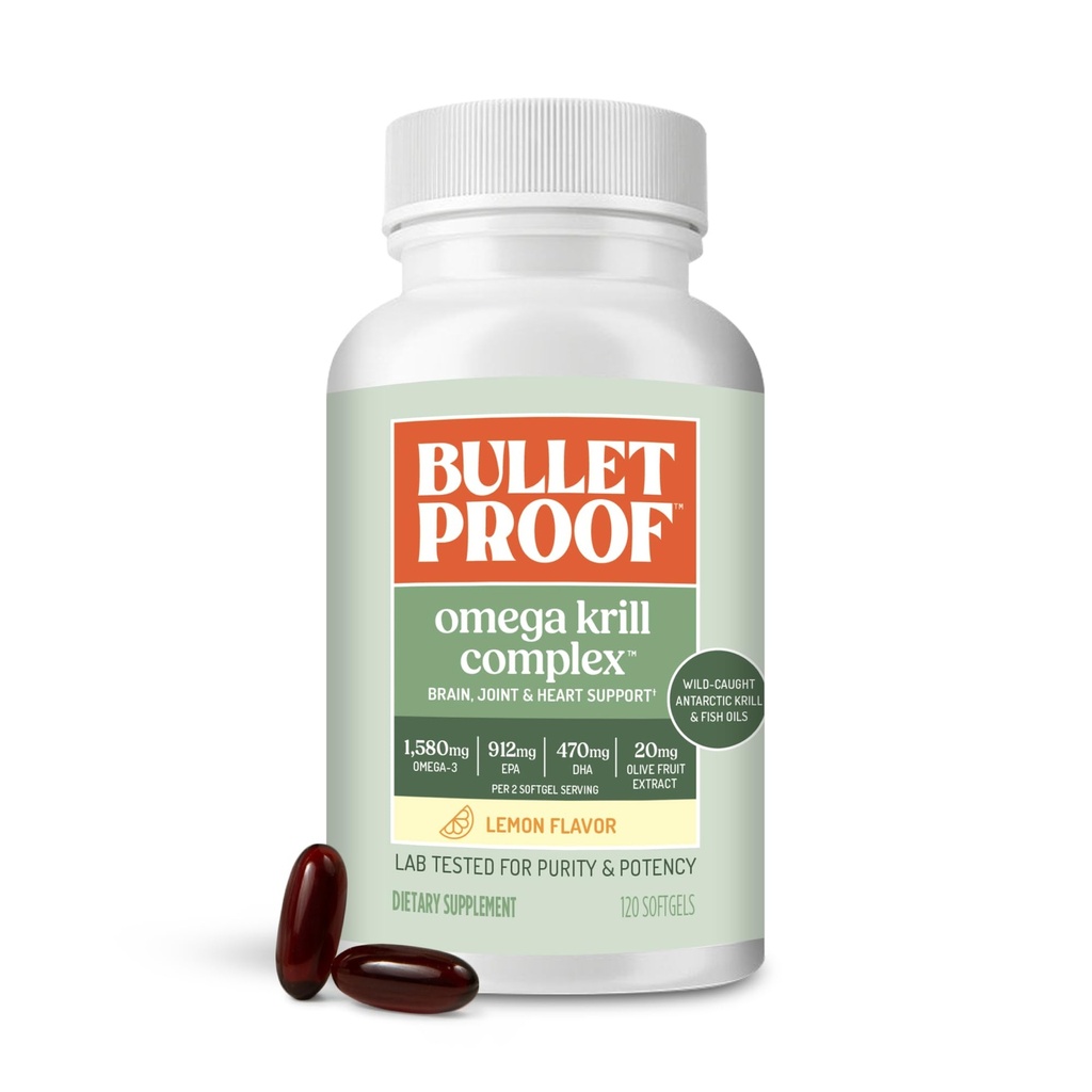 Αλεξίσφαιρο λεμονέλαιο-Flavored Omega Krill Complex Softgels, 120 Count, Fish Oil Συμπλήρωμα για τον εγκέφαλο και την καρδιά υγεία