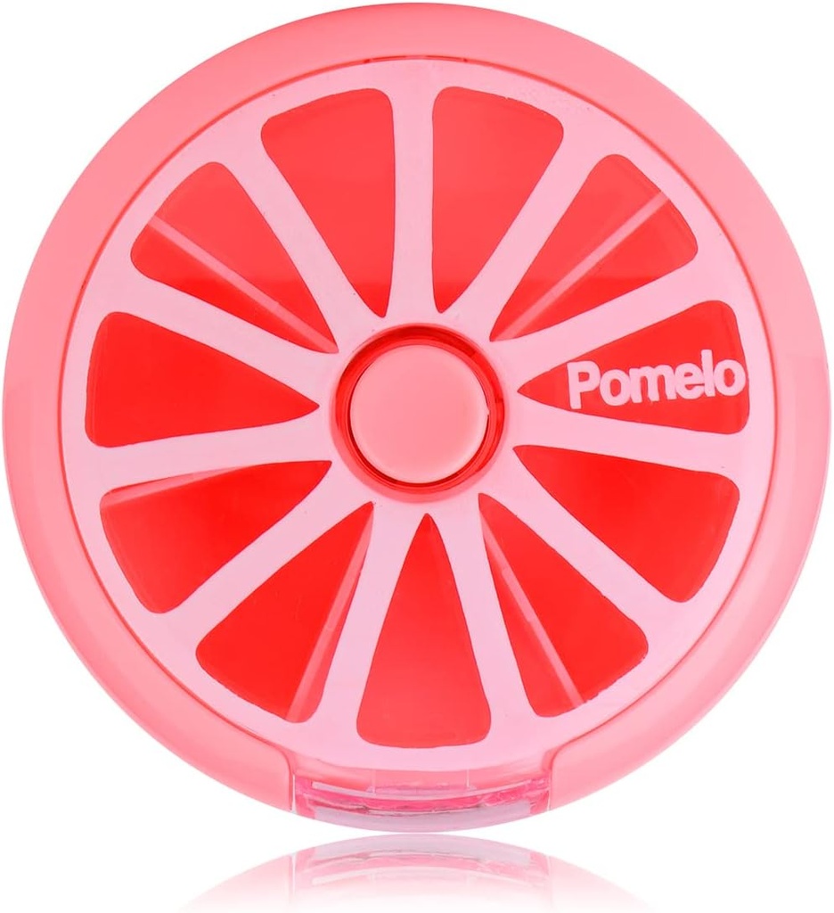 Creative Portable Mini 7 Day Weekly Circular Shape Rotary Cute Fruit Style Pill Storage Case Box (Pomelo)