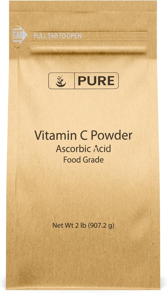 PURE αρχικά ΣΥΣΤΑΤΙΚΑ Βιταμίνη C σκόνη (2 lb) Ασκορβικό οξύ, μη ΓΤΟ, συμπλήρωμα διατροφής