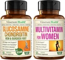 Vegan Glucosamine Chondroitin MSM Joint Support Supplement & Complete Multivitamin for Women