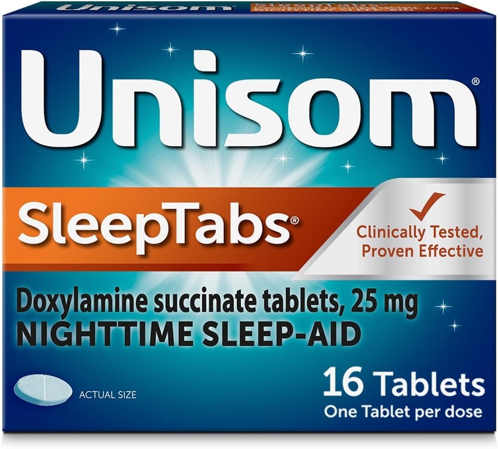 Unisom SleepTabs, Nighttime Sleep- Aid, Ηλεκτρική Δοξυλαμίνη, 16 δισκία