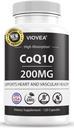 CoQ10 - Κατασκευασμένη στις ΗΠΑ, 120 κάψουλες, 200mg (4-μηνιαία προσφορά), Ultra υψηλής απορρόφησης συμπολυμερές Q10 συμπλήρωμα - Αντιοξειδωτικό για την καρδιά, την αγγειακή υγεία και την ενέργεια Boost