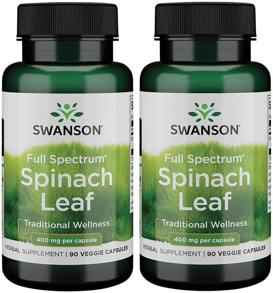 Swanson Full Spectrum Spinach Leaf 400 Milligrams 90 Veg Capsules (2 Pack)