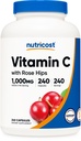 Nutricost Βιταμίνη C με Rose HIPS 1025mg, 240 Κάψουλες - Βιταμίνη C 1.000mg, Rose HIPS 25mg, Premium, Μη ΓΤΟ, Χωρίς Γλουτένη Συμπλήρωμα