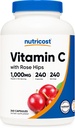 Nutricost Βιταμίνη C με Rose HIPS 1025mg, 240 Κάψουλες - Βιταμίνη C 1.000mg, Rose HIPS 25mg, Premium, Μη ΓΤΟ, Χωρίς Γλουτένη Συμπλήρωμα