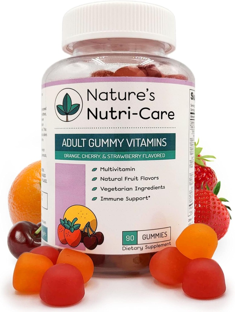 Nature's Nutri-Care Gummy Vitamins - Πολυβιταμίνες για γυναίκες, Mens Multivitamin Gummies, Μασώμενη Βιταμίνη για ενήλικες, Γυναίκες & Άνδρες Multi Συμπληρώματα, Φυσικό Χορτοφαγικό Gummy, Made in USA