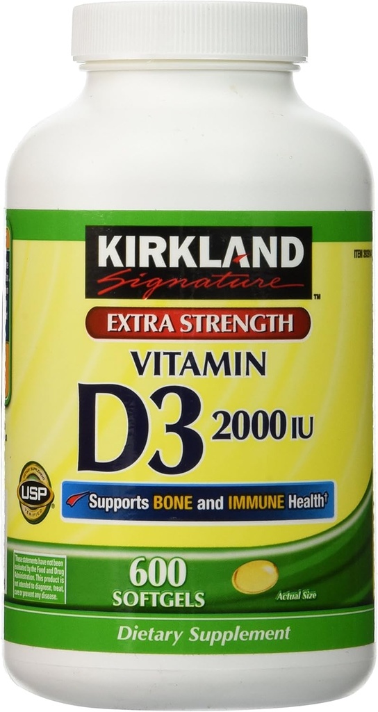 Kirkland Extra Strength Βιταμίνη D-3 2000 IU 600 Soft Gels
