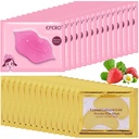 30 Pairs Lip Mask & Under Eye Mask, 24K Gold Crystal Collagen Under Eye Patches for Puffy Eyes, Lip Masks Αποτελεσματικά Nouries the Lip & Eye Skin, Μάσκες ματιών Μείωση Fine Lines & Dark Circle