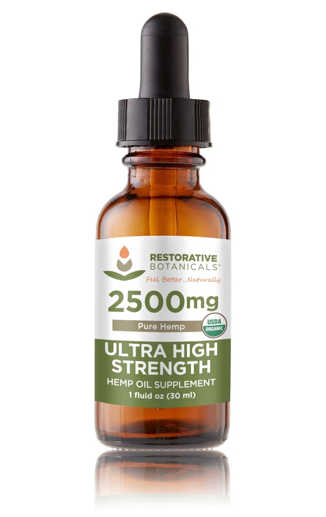 Ultra High Strength Hemp Oil Supplement for Body & Mind Benefits - USDA Certified Organic - Natural Flavor - 2500mg - Pure Hemp (1oz/30ml) 60 Servings - Calming Stress Relief