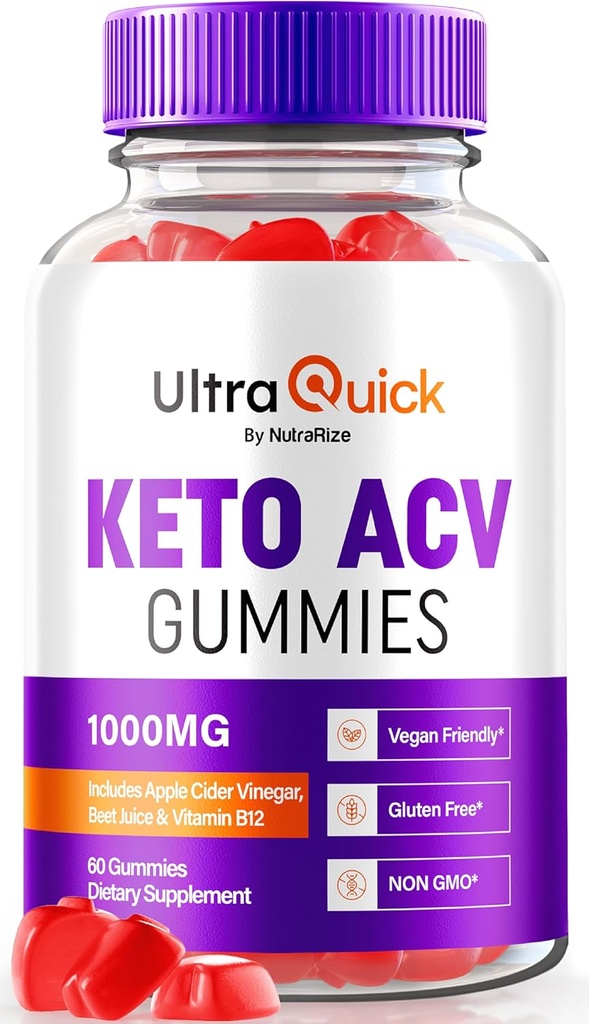 Ultra Quick Keto ACV Gummies για απώλεια βάρους, UltraQuick Keto+ACV Formula, Premium Keto Plus ACV Formula, Φυσικό μηλίτη μηλίτη 1000MG, Επίσημη κριτική UltraQuick Gomitas (60 Gummies)
